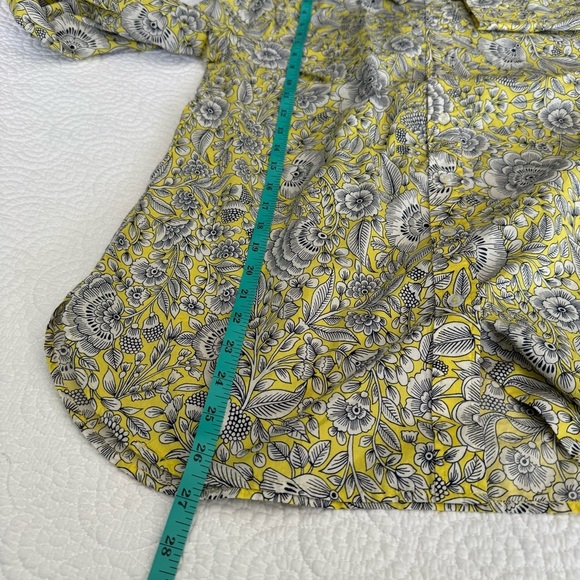 Talbots Gray and Yellow Buttoned Cuffed Sleeve Top - Picture 9 of 9